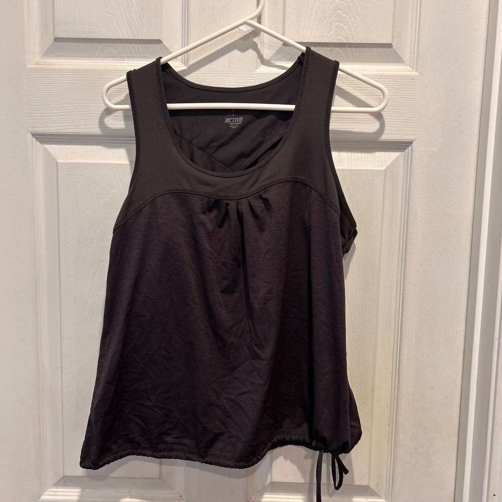 Old Navy Active Womens Gray Keyhole Back Drawstring Hem Tank Top Size Large